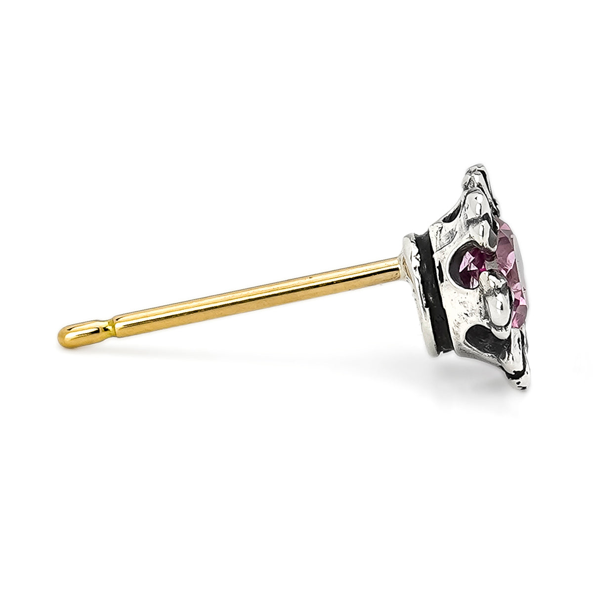 Earring : Crown Stud w/Pink Topaz