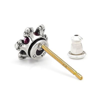 Earring : Crown Stud w/Pink Topaz