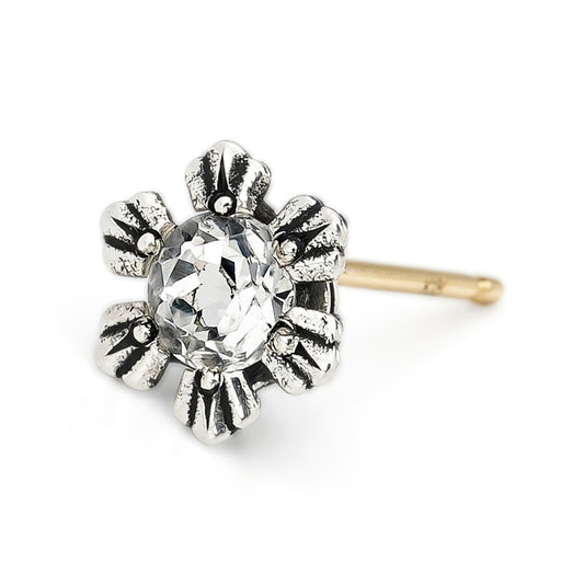 Earring : Crown Stud w/White Topaz