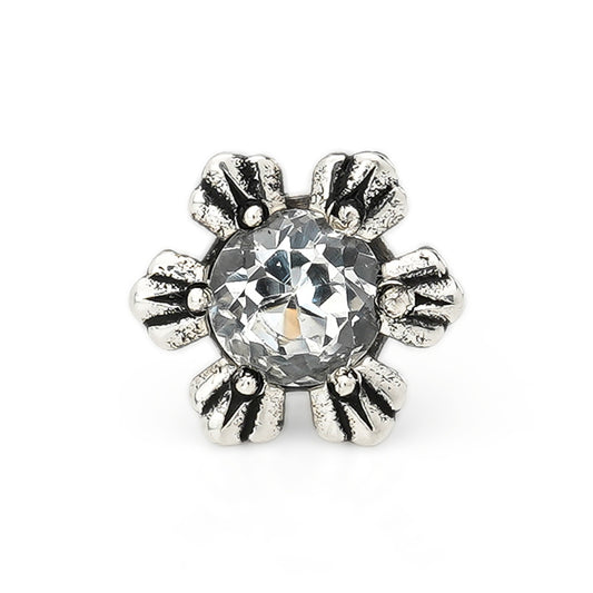 Earring : Crown Stud w/White Topaz
