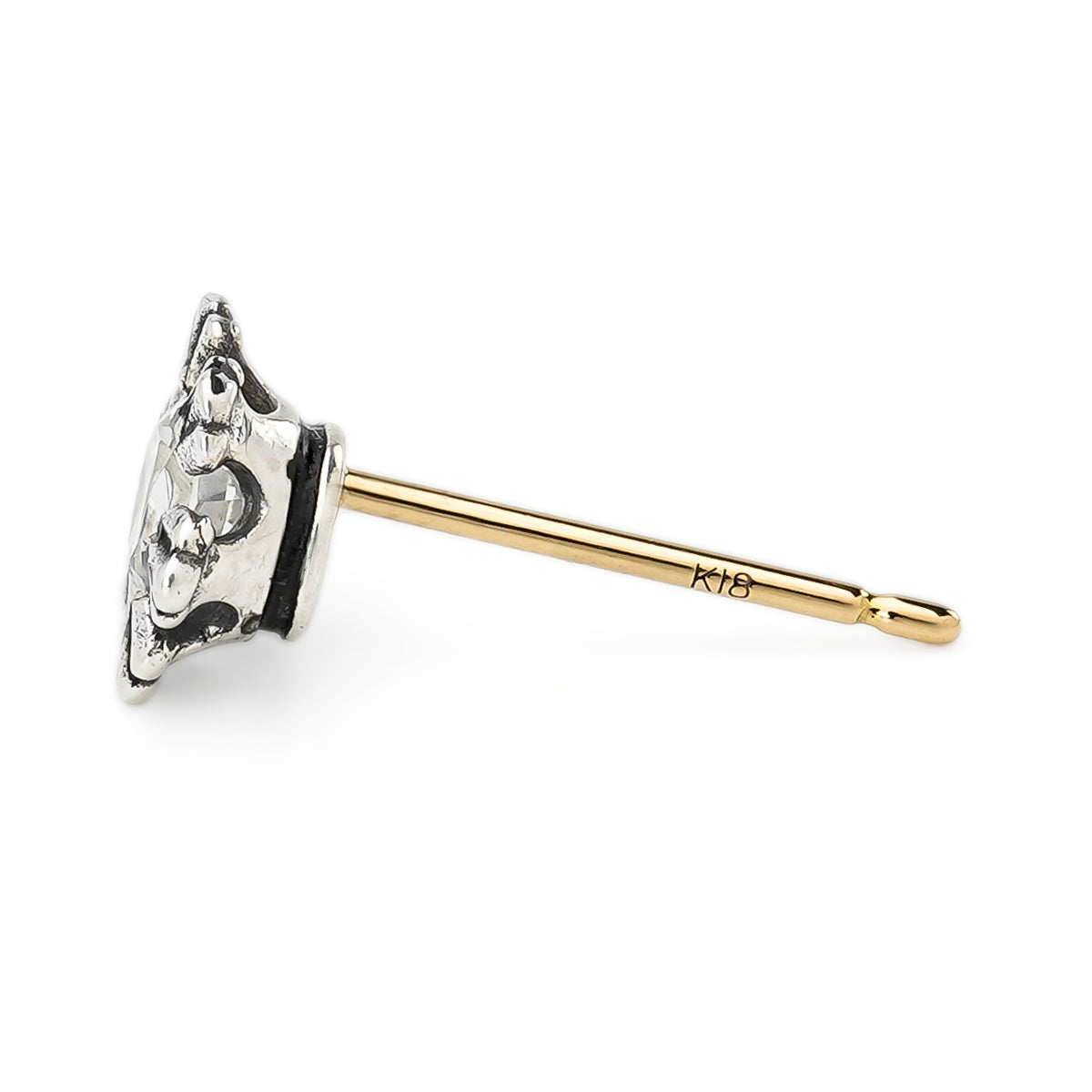 Earring : Crown Stud w/White Topaz