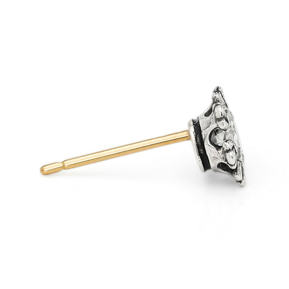 Earring : Crown Stud w/White Topaz