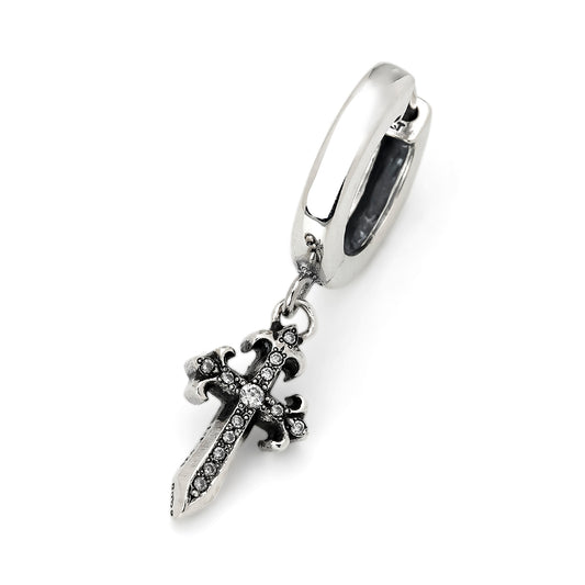 Earring : Pollicino Cross Hoop w/Diamond Pave（Single-Sided）