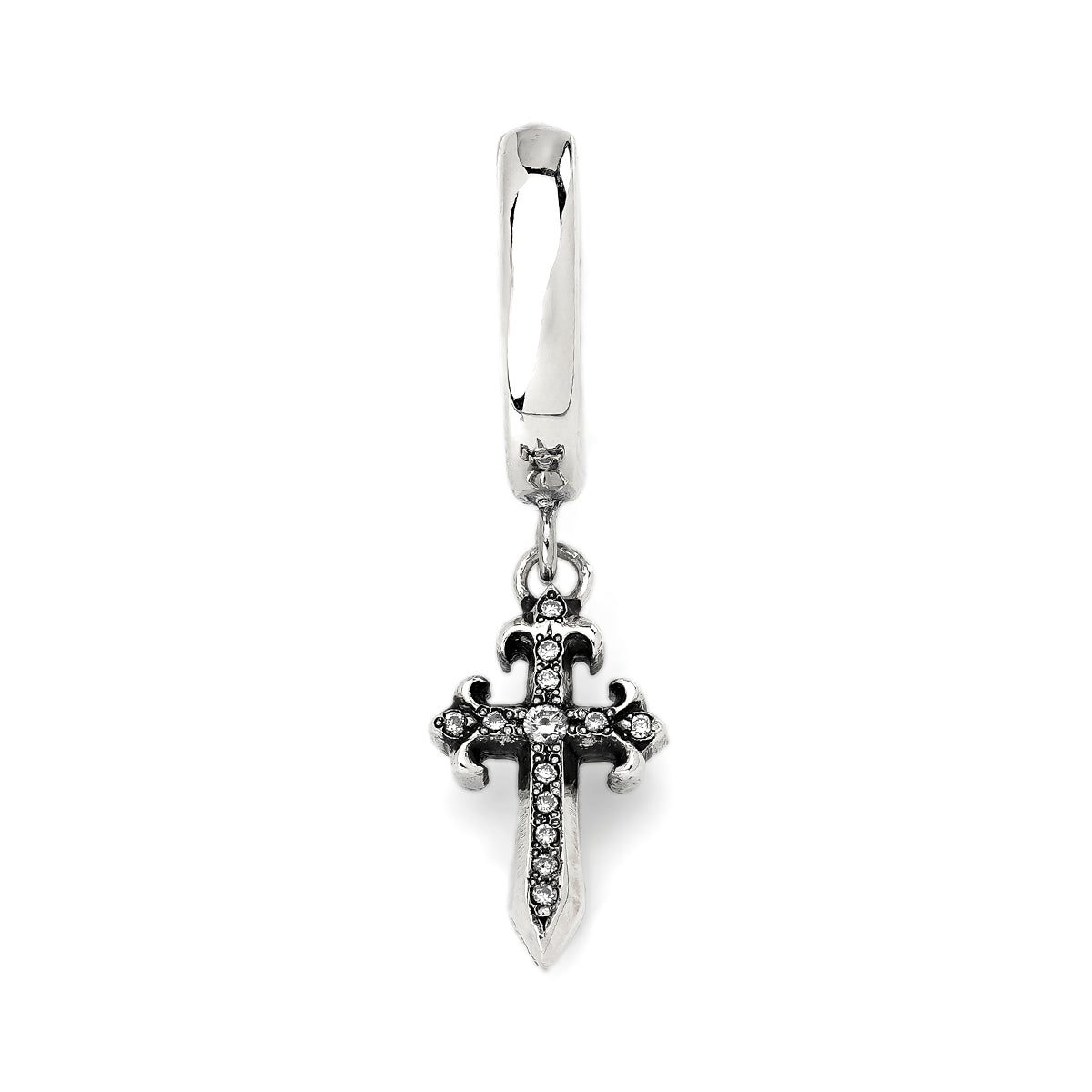 Earring : Pollicino Cross Hoop w/Diamond Pave（Single-Sided）