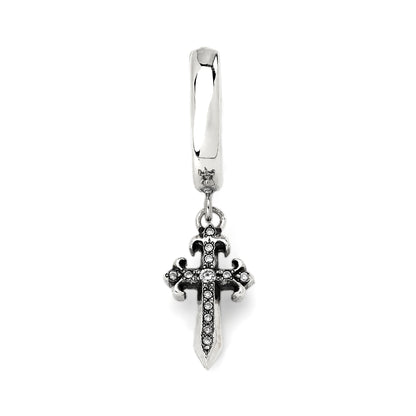 Earring : Pollicino Cross Hoop w/Diamond Pave（Single-Sided）