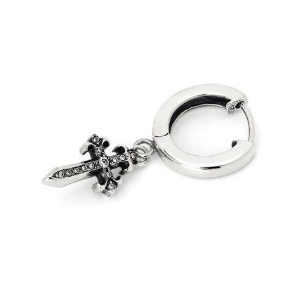 Earring : Pollicino Cross Hoop w/Diamond Pave（Single-Sided）