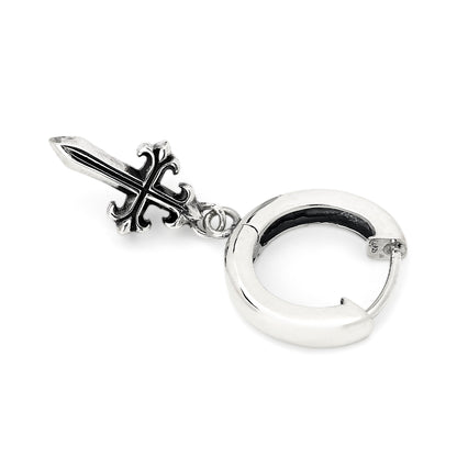 Earring : Pollicino Cross Hoop w/Diamond Pave（Single-Sided）