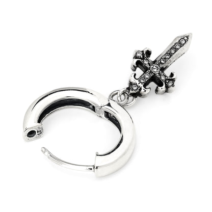 Earring : Pollicino Cross Hoop w/Diamond Pave（Single-Sided）