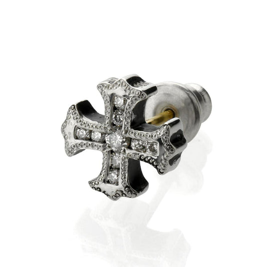 Earring : Spanish Galleon Cross Stud w/Diamond
