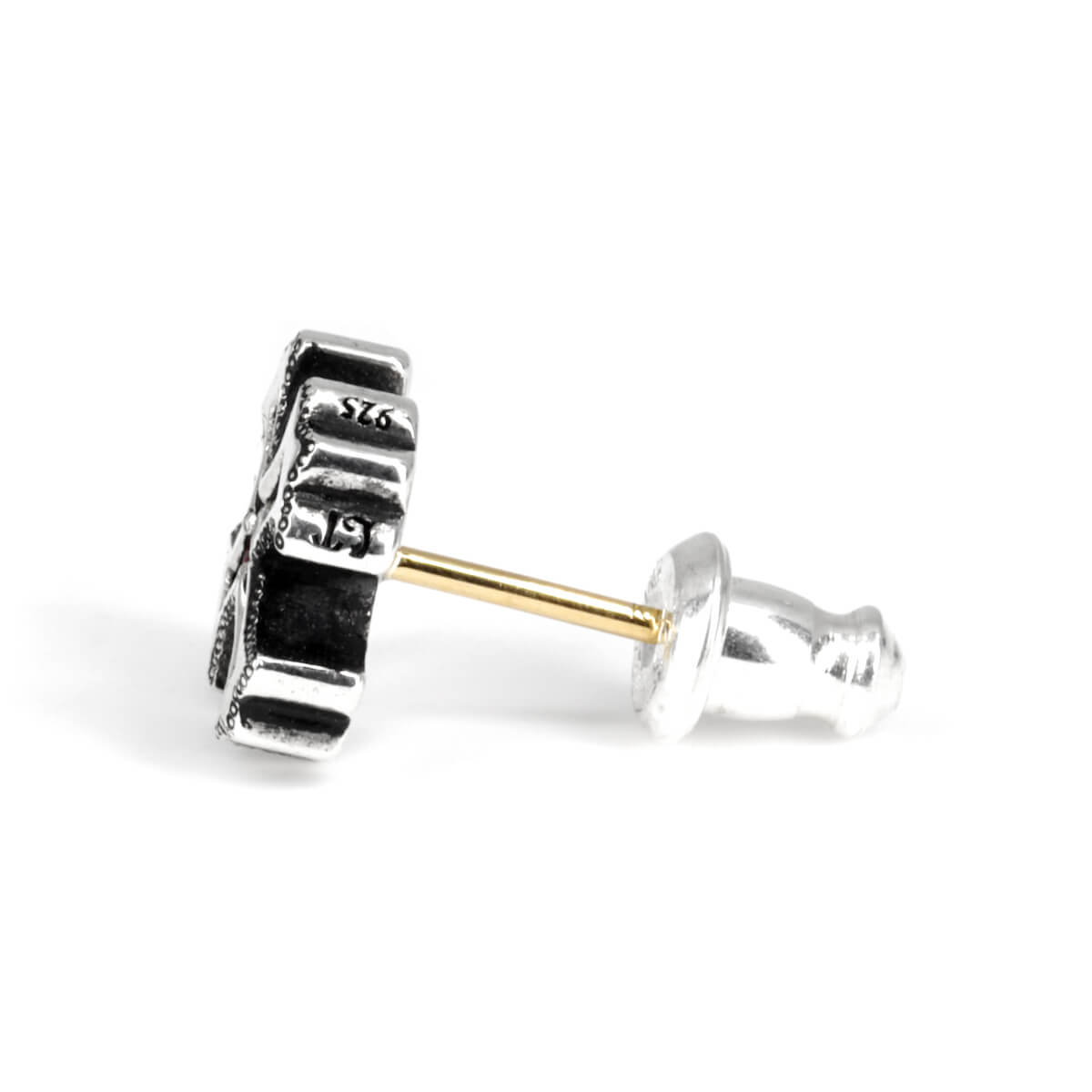 Earring : Spanish Galleon Cross Stud w/Diamond(Center)&Ruby(Cross)