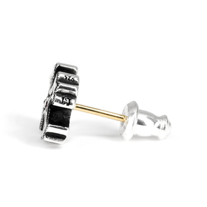 Earring : Spanish Galleon Cross Stud w/Diamond(Center)&Ruby(Cross)