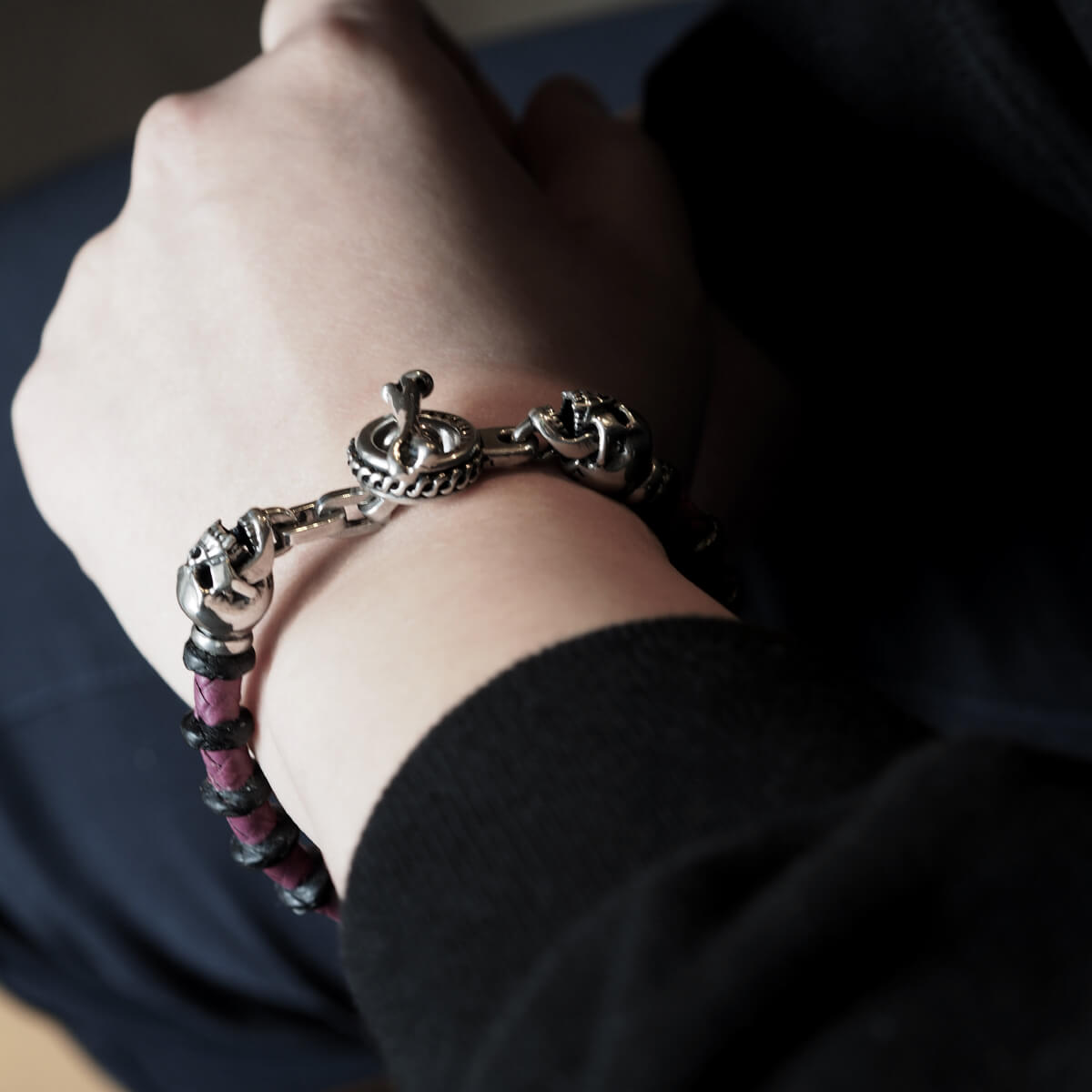 Leather Bracelet : Small Skull