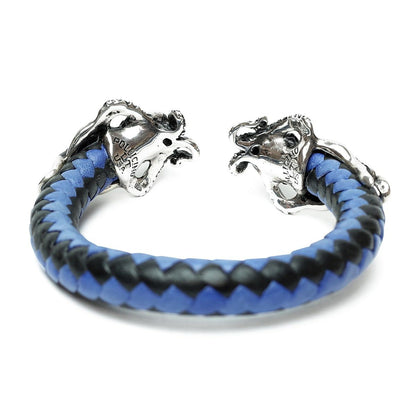 Leather Bangle : Octopus w/Blue Topaz Eyes