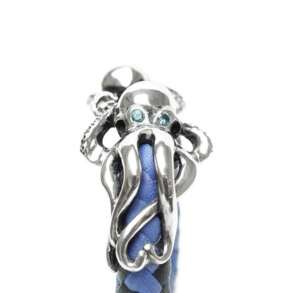 Leather Bangle : Octopus w/Blue Topaz Eyes