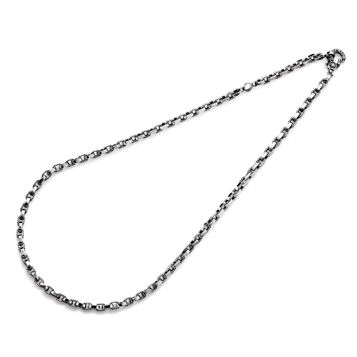 Necklace : Half Engraved Links Chain w/Celtic Lobster Claw 50cm