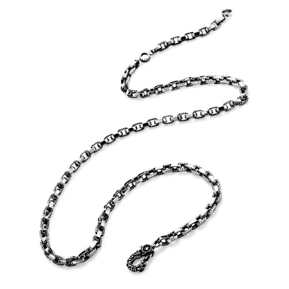 Necklace : Half Engraved Links Chain w/Celtic Lobster Claw 60cm