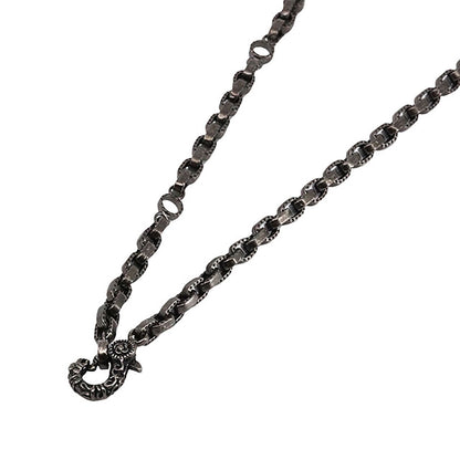 Necklace : Half Engraved Links Chain w/Celtic Lobster Claw 60cm /Black Custom