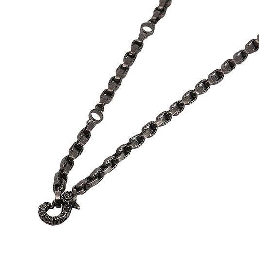 Necklace : Half Engraved Links Chain w/Celtic Lobster Claw 60cm /Black Custom