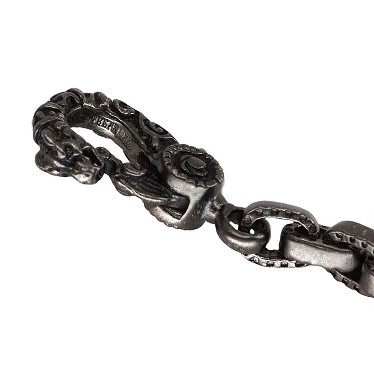 Necklace : Half Engraved Links Chain w/Celtic Lobster Claw 60cm /Black Custom