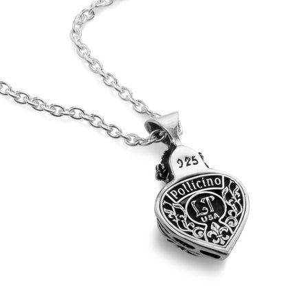 Pendant : Mini Flame Heart 2nd edition w/CZ Stone Black