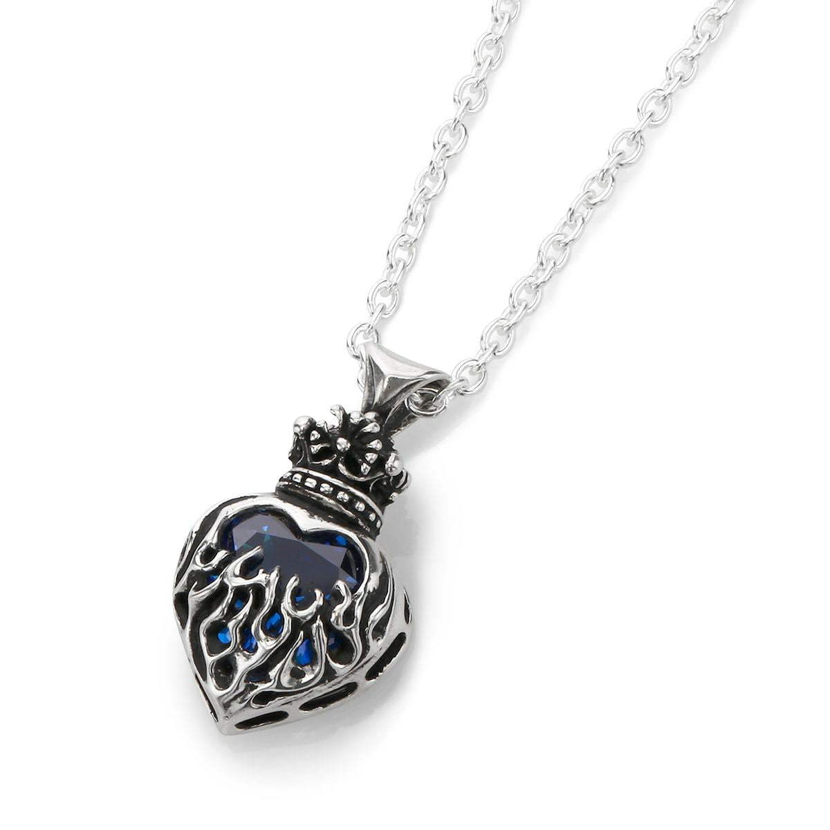 Pendant : Mini Flame Heart 2nd edition w/CZ Stone Blue