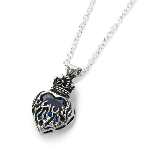 Pendant : Mini Flame Heart 2nd edition w/CZ Stone Blue