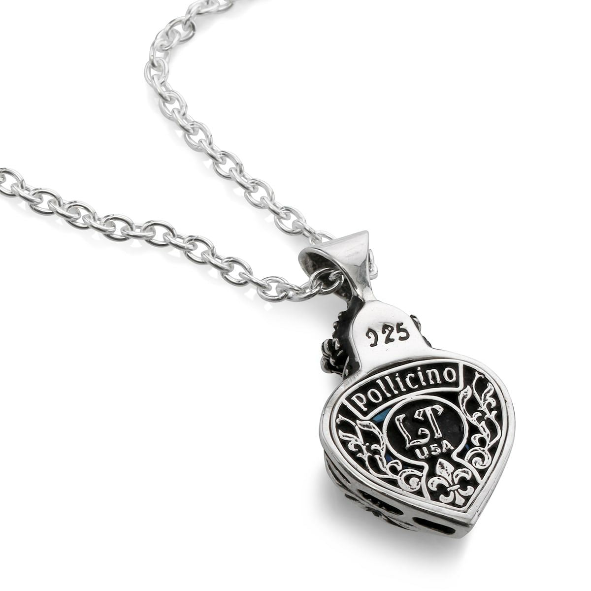 Pendant : Mini Flame Heart 2nd edition w/CZ Stone Blue