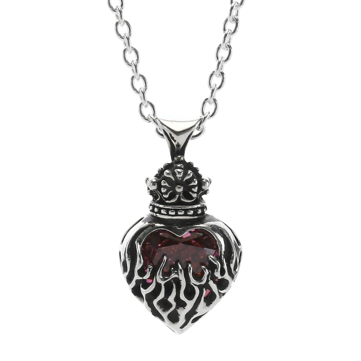Pendant : Mini Flame Heart 2nd edition w/CZ Stone Pink