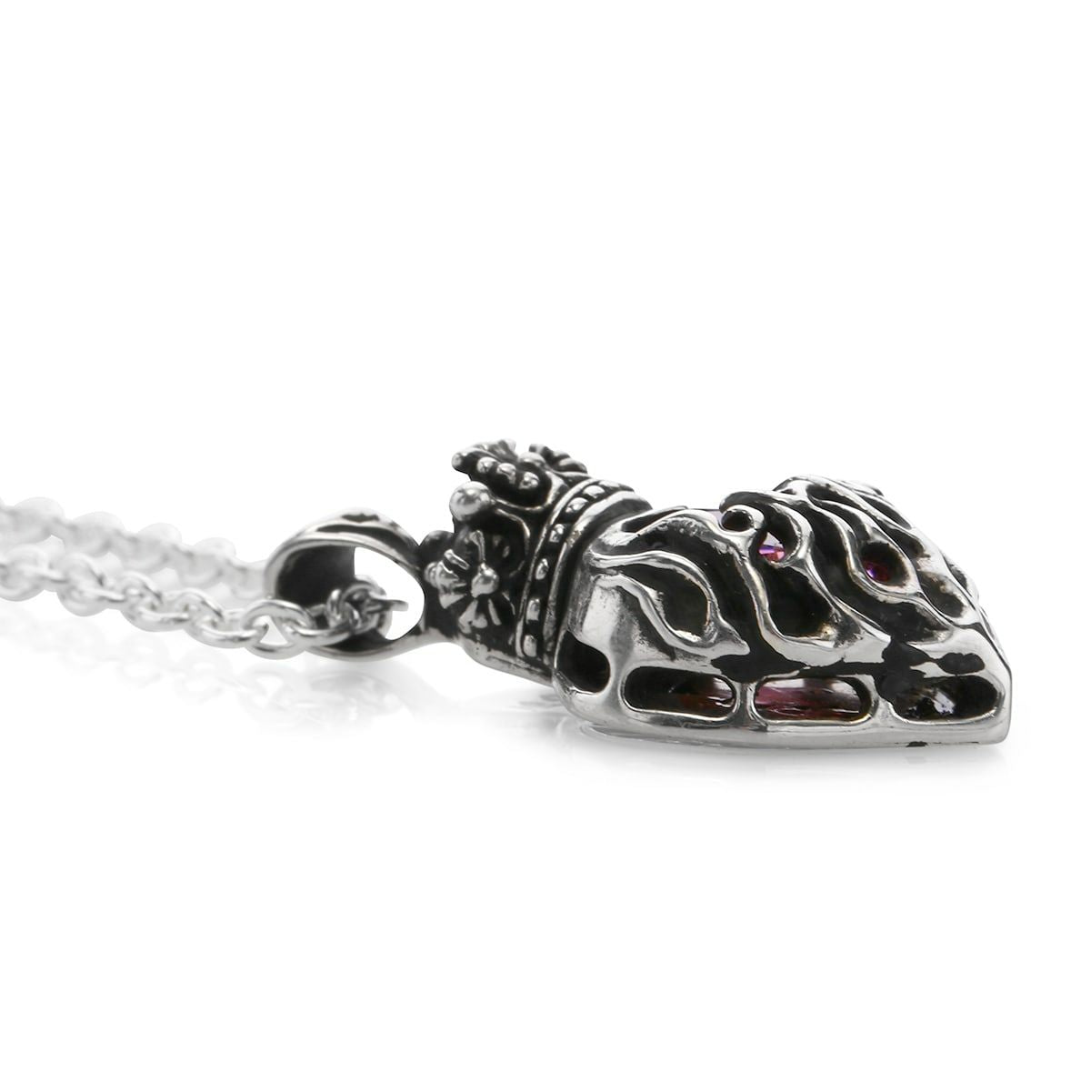 Pendant : Mini Flame Heart 2nd edition w/CZ Stone Pink