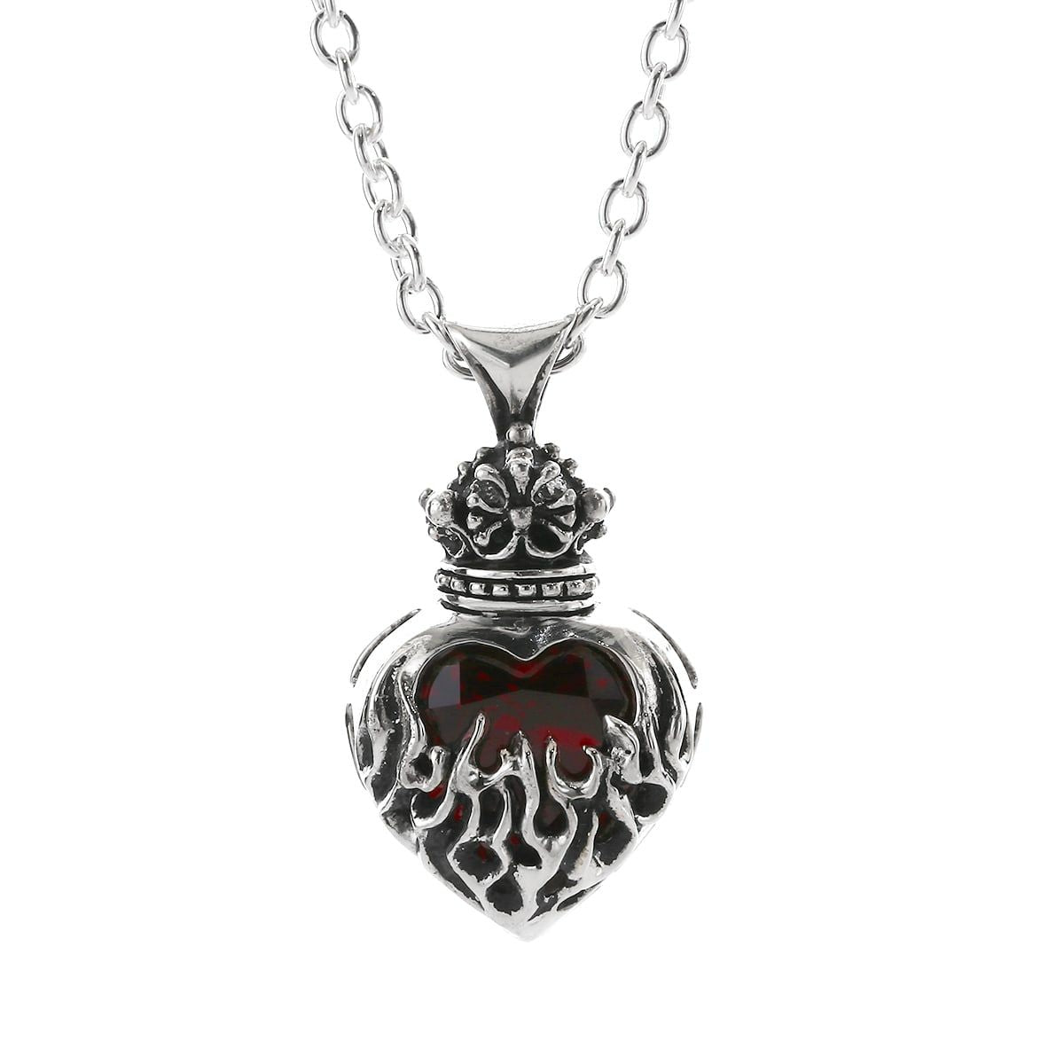 Pendant : Mini Flame Heart 2nd edition w/CZ Stone Red