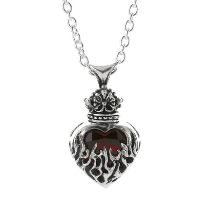Pendant : Mini Flame Heart 2nd edition w/CZ Stone Red