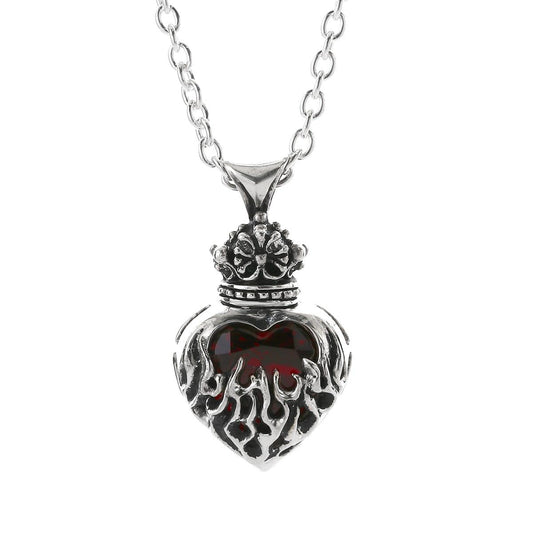 Pendant : Mini Flame Heart 2nd edition w/CZ Stone Red