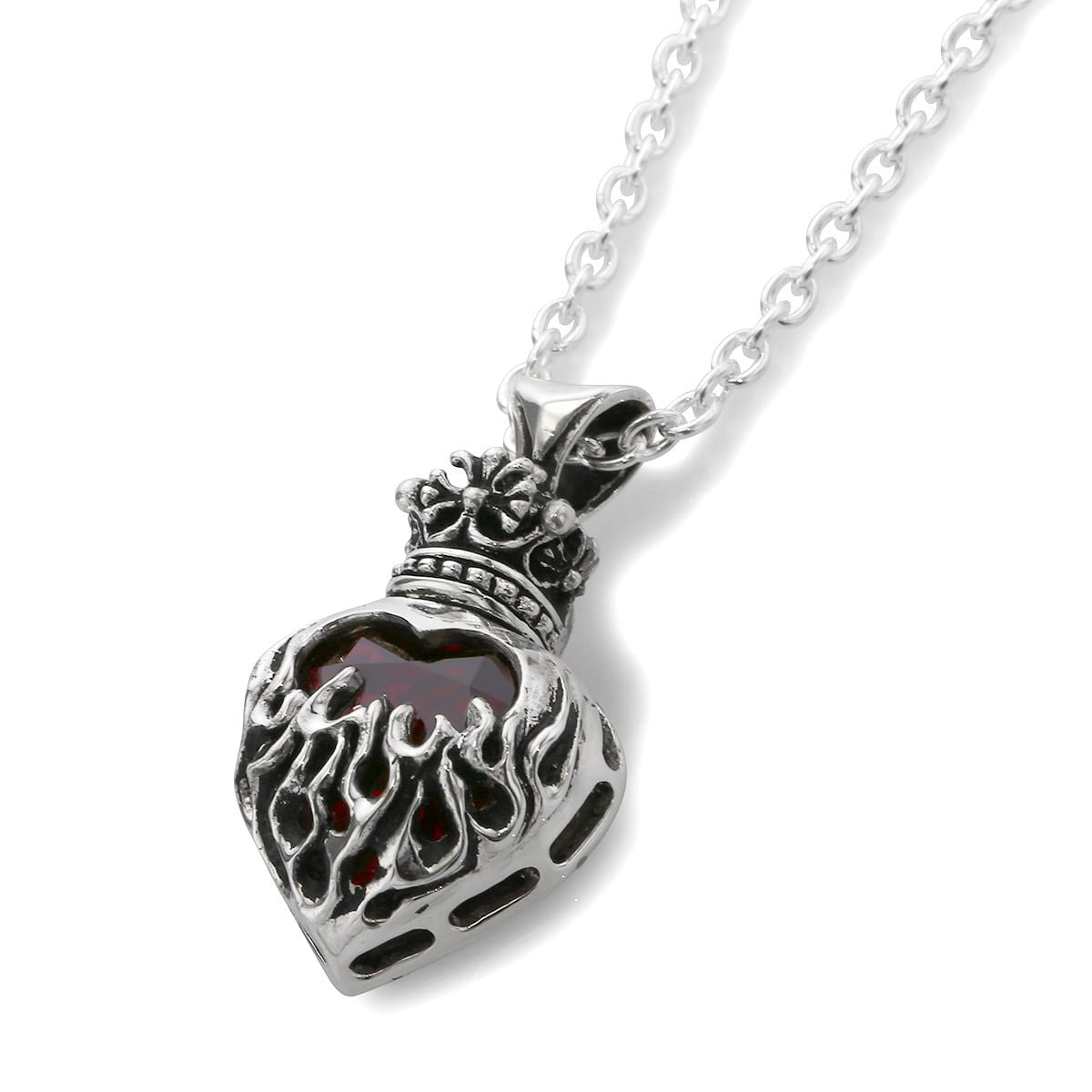 Pendant : Mini Flame Heart 2nd edition w/CZ Stone Red