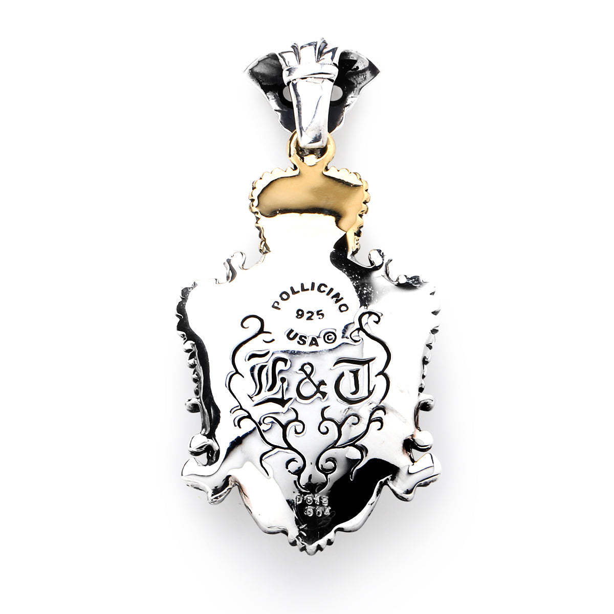 Pendant : King Crown Crest Inlay  w/K18Establish Cross&Crown w/Diamond(Cross/Crown)