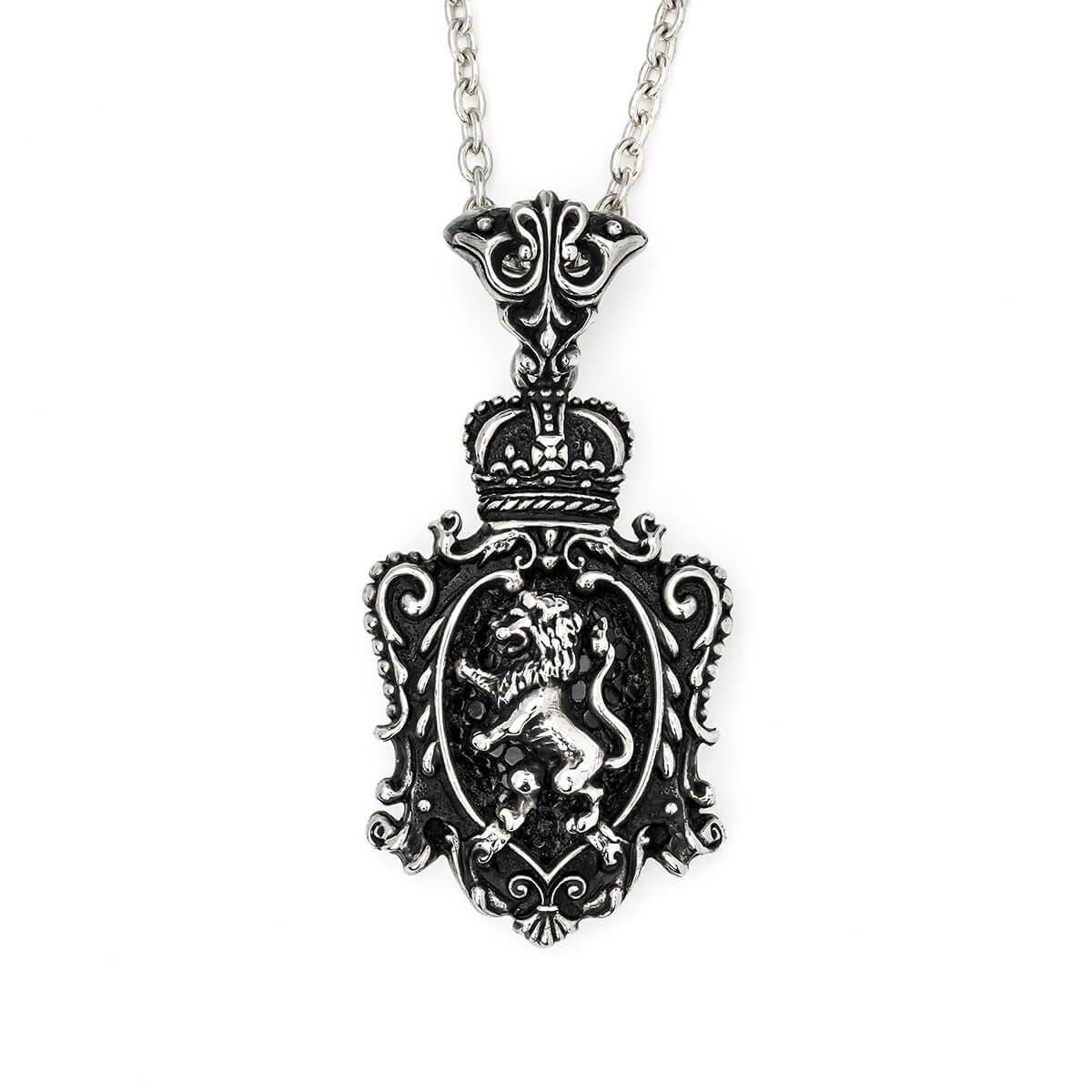 Pendant : King Crown Crest Inlay w/Lion w/Sanded Stingray Black