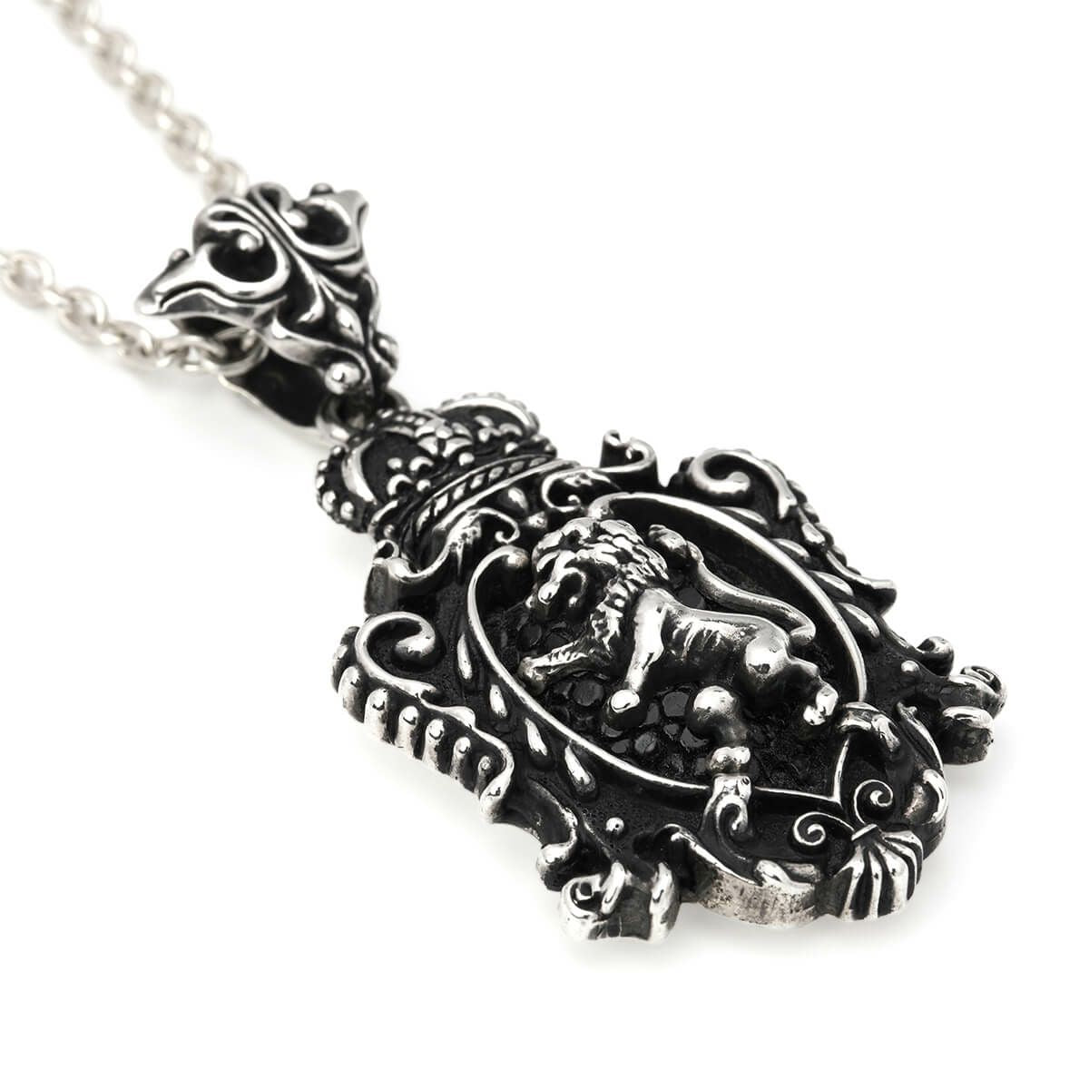 Pendant : King Crown Crest Inlay w/Lion w/Sanded Stingray Black