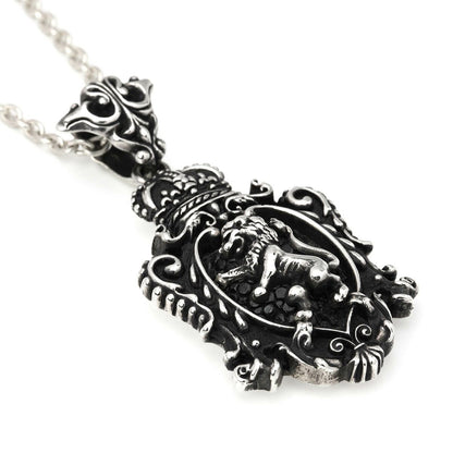 Pendant : King Crown Crest Inlay w/Lion w/Sanded Stingray Black