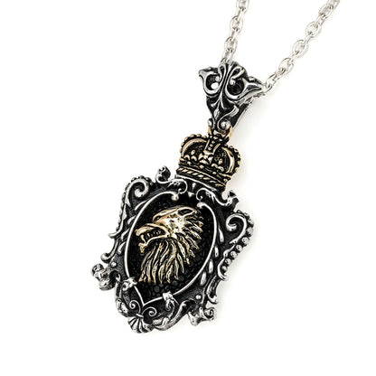 Pendant : King Crown Crest Inlay w/K18Wolf&Crown w/Sanded Stingray Black