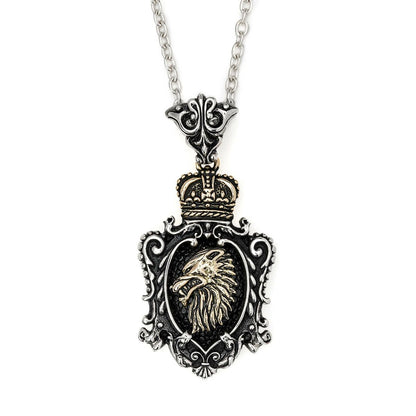 Pendant : King Crown Crest Inlay w/K18Wolf&Crown w/Sanded Stingray Black