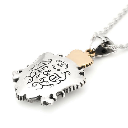 Pendant : King Crown Crest Inlay w/K18Wolf&Crown w/Sanded Stingray Black