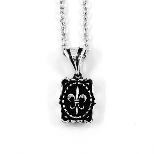 Pendant : Square Crest w/Fleur-de-lis