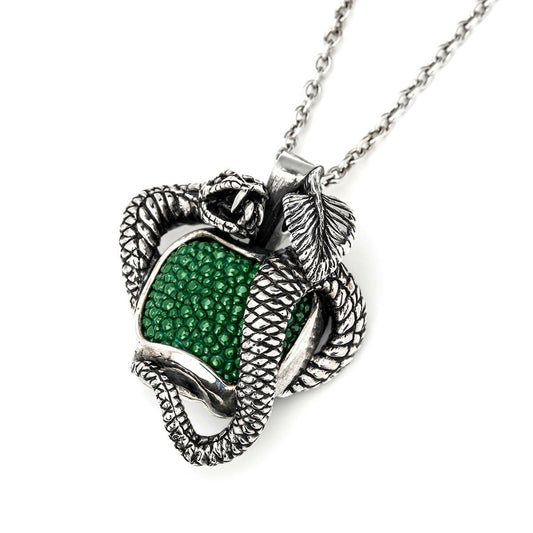 Pendant : Temptation Forbidden Fruits Inlay w/Snake w/Stingray Green