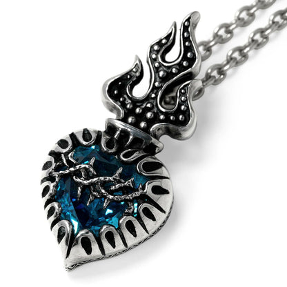 Pendant : Sacred Heart 2nd Edition w/CZ stone Blue
