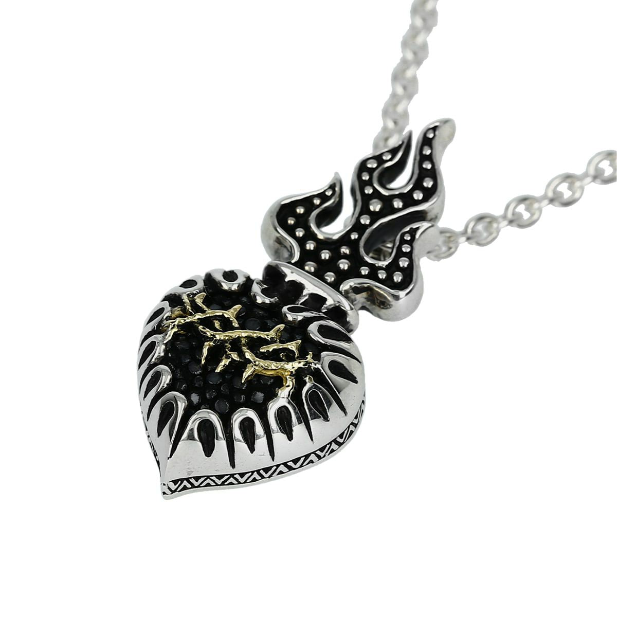 Pendant : Sacred Heart 2nd Edition w/K18Thorn w/Sanded Stingray Black