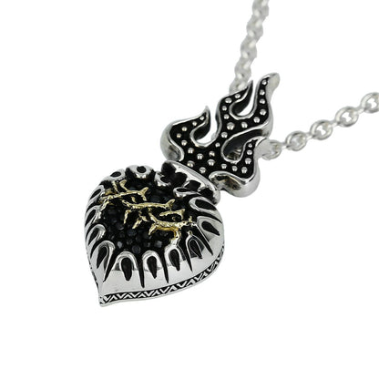 Pendant : Sacred Heart 2nd Edition w/K18Thorn w/Sanded Stingray Black