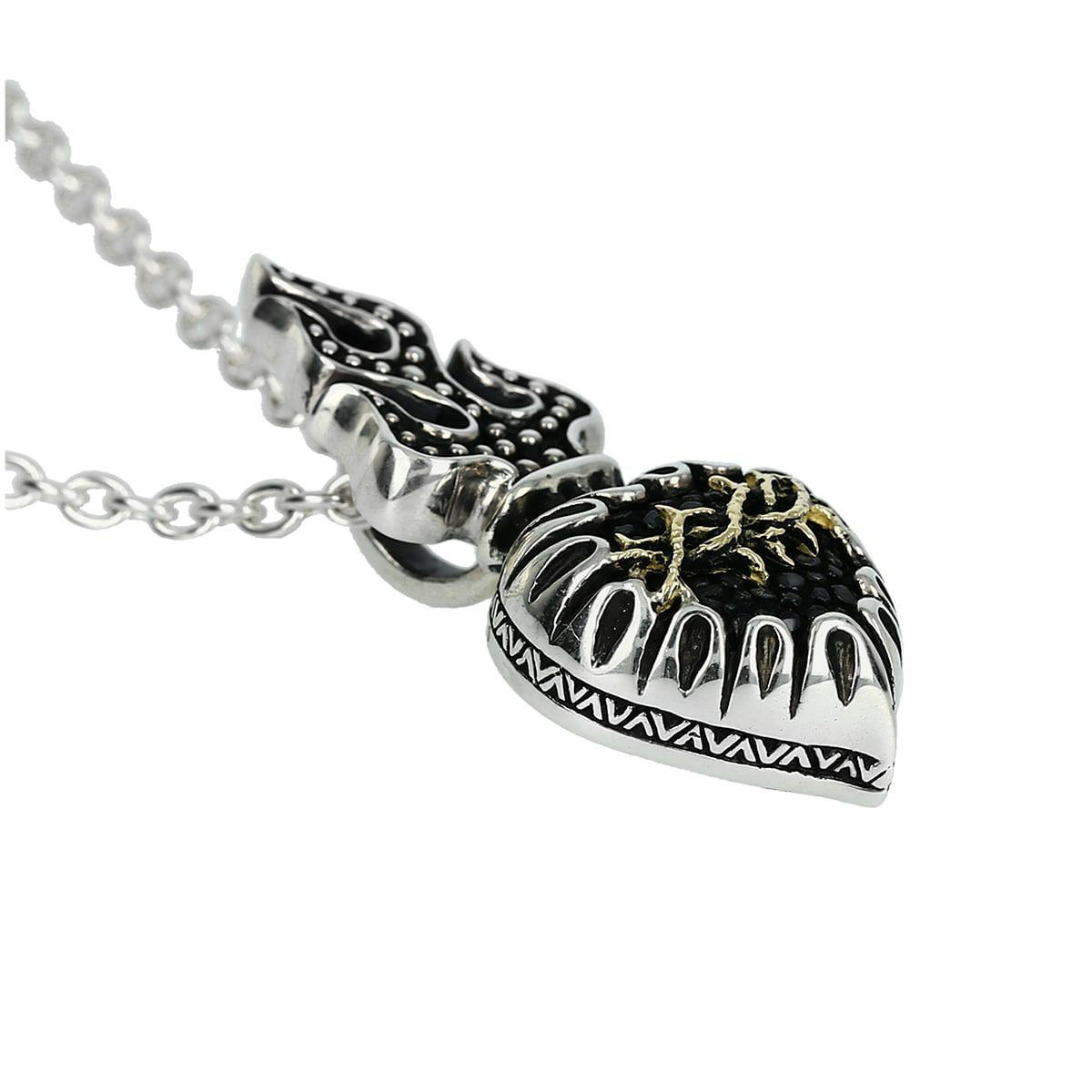 Pendant : Sacred Heart 2nd Edition w/K18Thorn w/Sanded Stingray Black