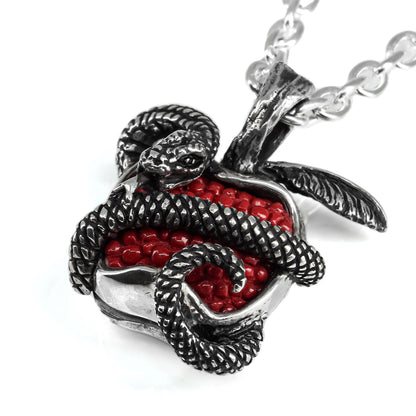 Pendant : Small Temptation Forbidden Fruits Inlay w/Snake w/Stingray Red