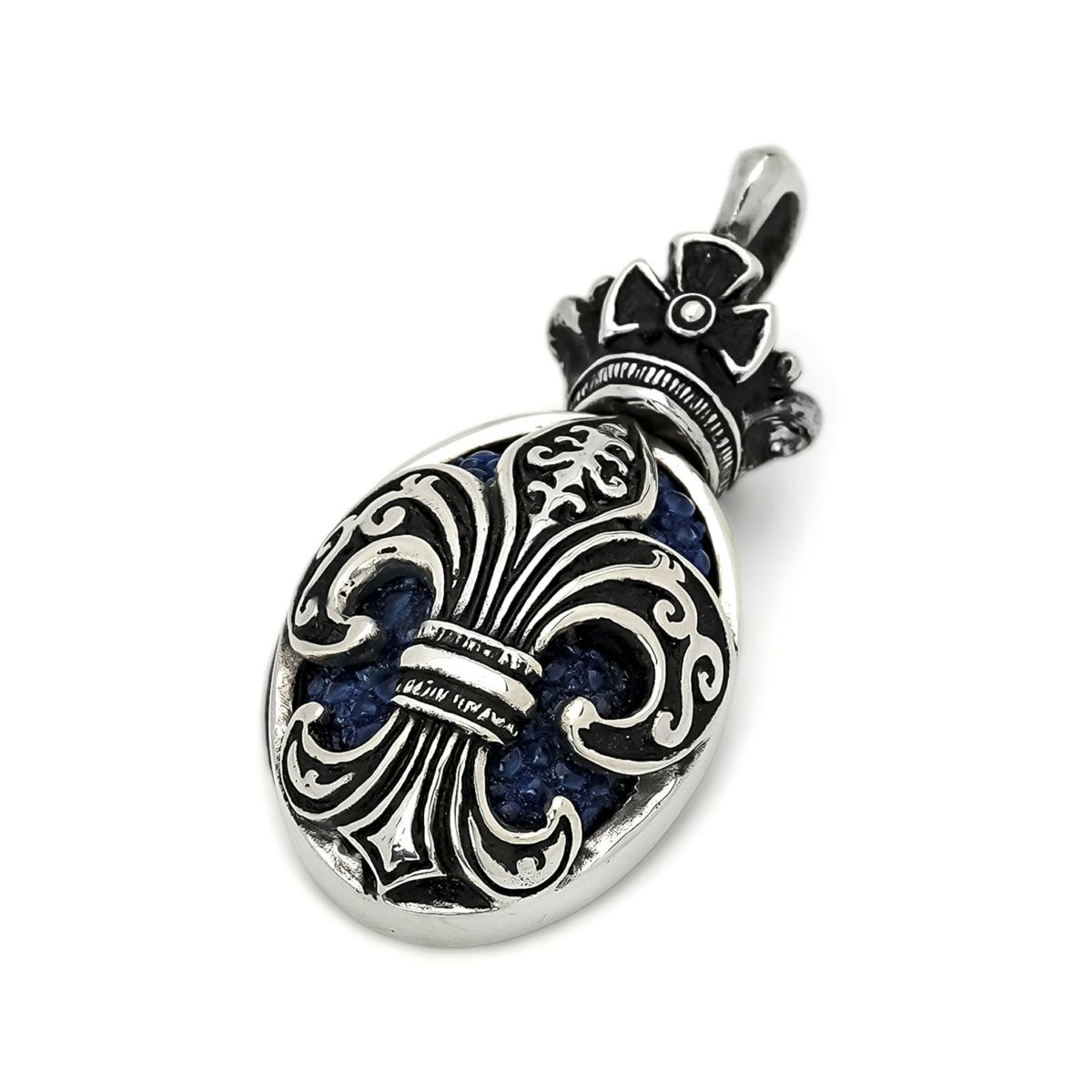 Pendant:Small Oval Fleur-de-lis Inlay w/Stingray