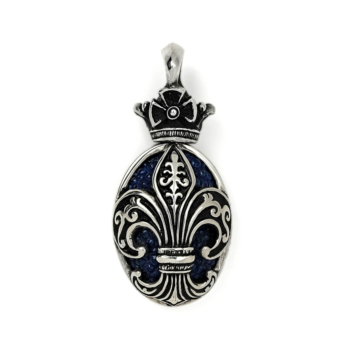 Pendant:Small Oval Fleur-de-lis Inlay w/Stingray