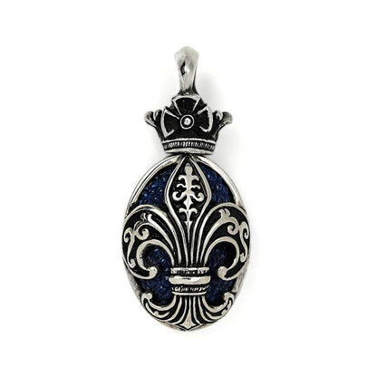 Pendant:Small Oval Fleur-de-lis Inlay w/Stingray